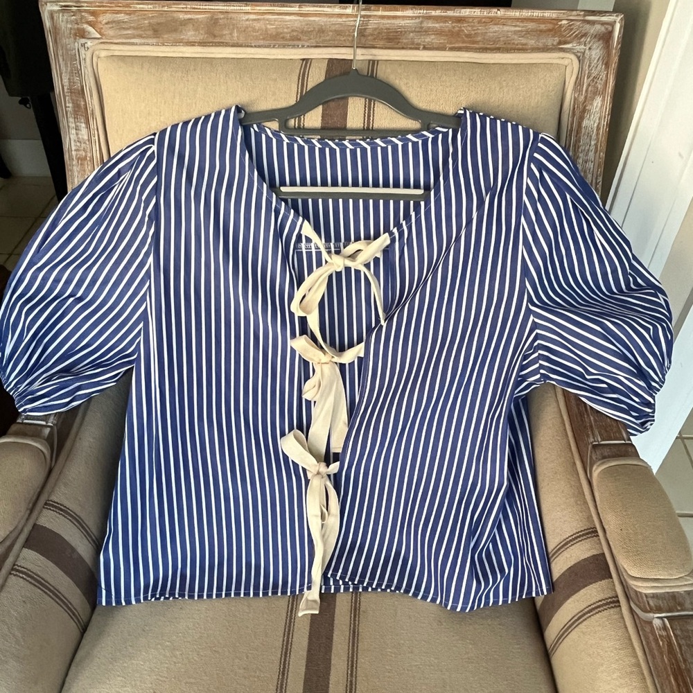 Striped Blue and White Women's Top